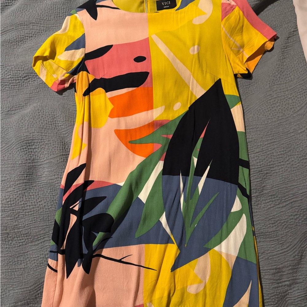 Vici Yellow Pink A-line Mini Dress